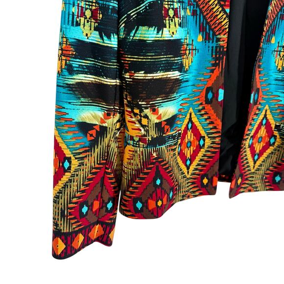 Chicos Sz SMALL US4/6 0 Tribal Aztec Wearable Art Jacket Blouse Shirt Top Summer - Picture 5 of 7